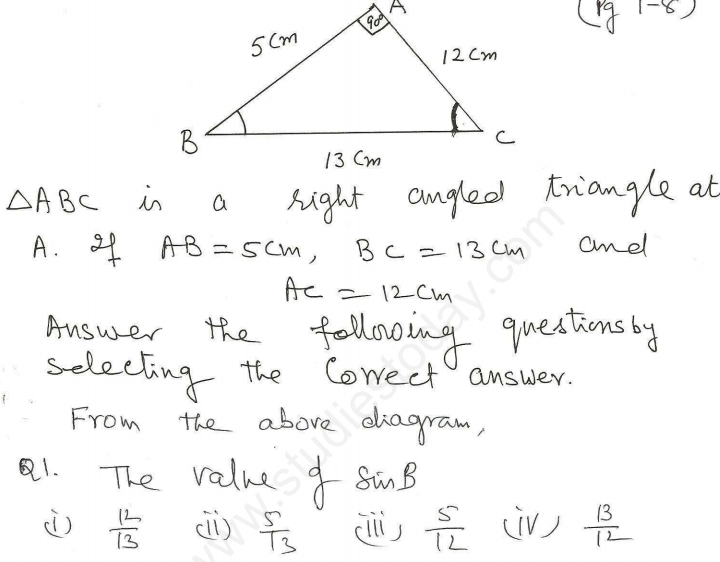 maths trigonometry class 10 assignment